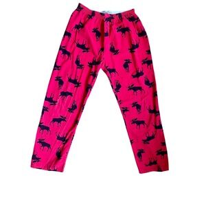 Hatley Black‎ Moose on Red Print Mens Pajama Pants Cotton M/M